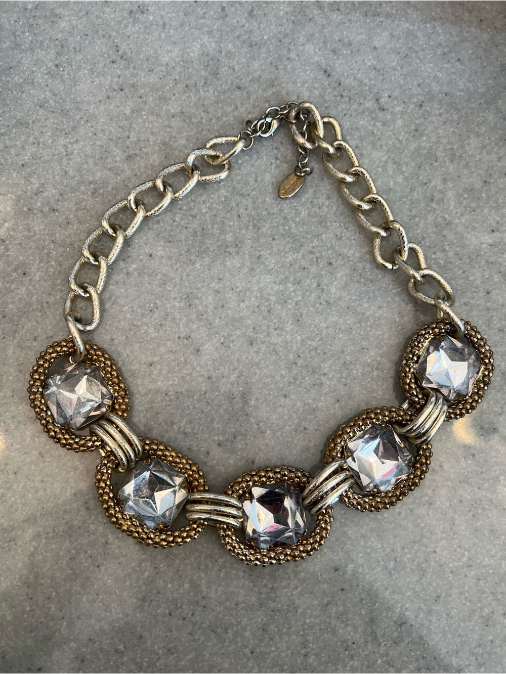 Gold-Tone Crystal Statement Necklace - Unbranded